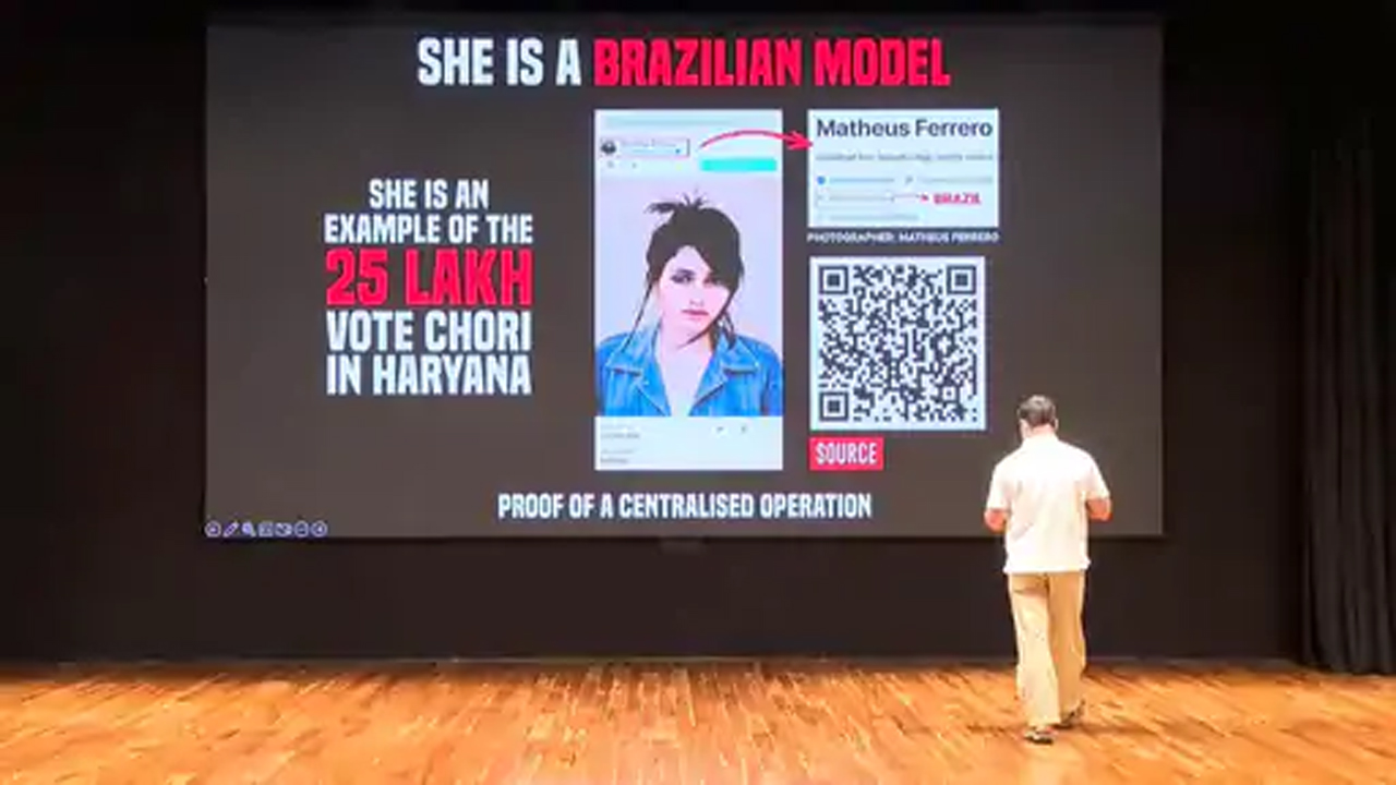 ब्राजीलियन मॉडल ने 22 बार डाला वोट! राहुल गांधी का बड़ा आरोप- हरियाणा में 25 लाख वोटों की चोरी हुई