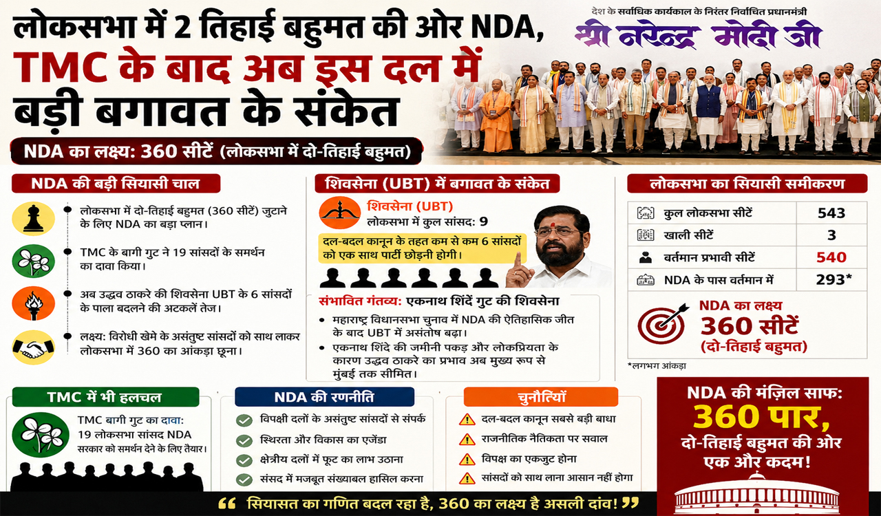 लोकसभा में 2 तिहाई बहुमत की ओर NDA, TMC के बाद अब इस दल में बड़ी बगावत के संकेत