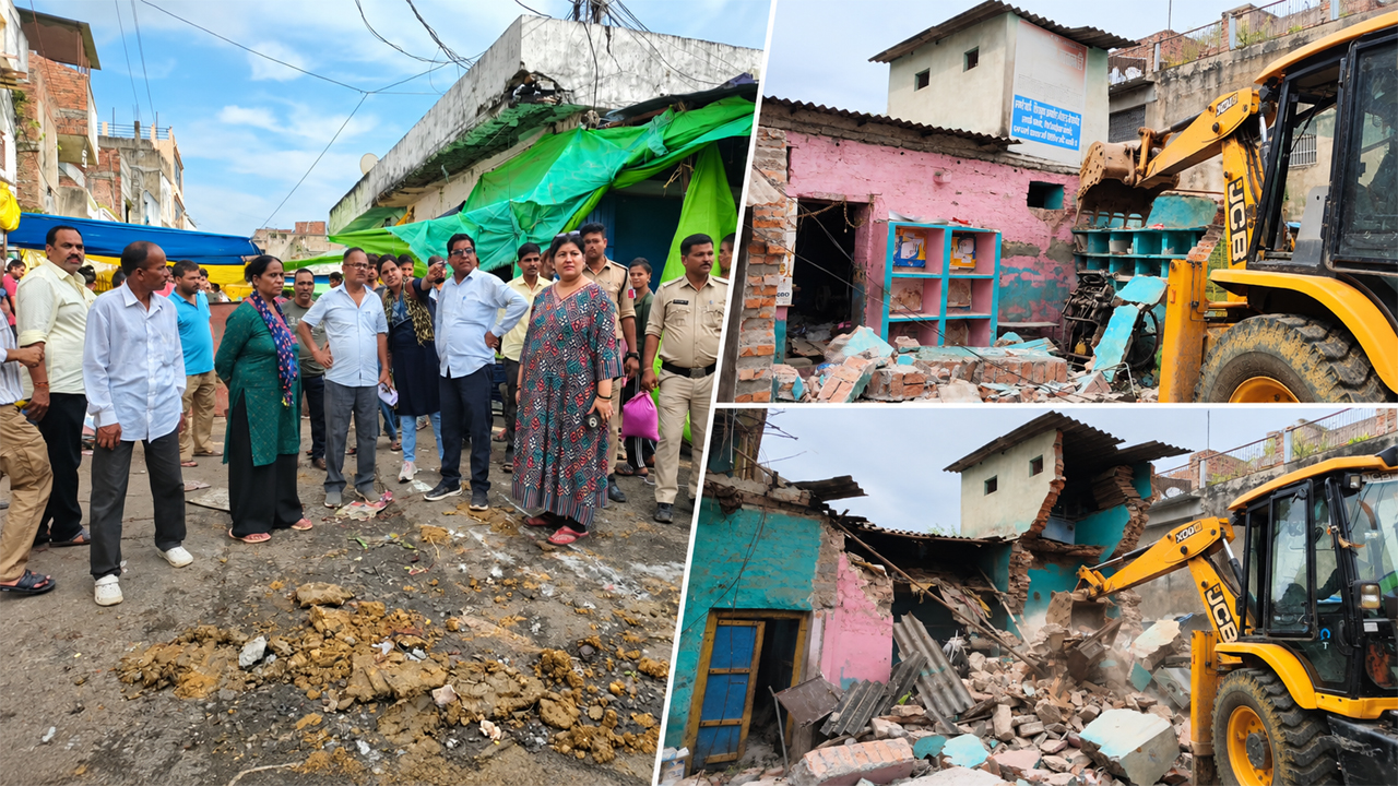 Rewa Municipal Corporation News: जर्जर एवं भयप्रद भवन पर नगर निगम की कार्रवाई, ध्वस्त कराया भवन