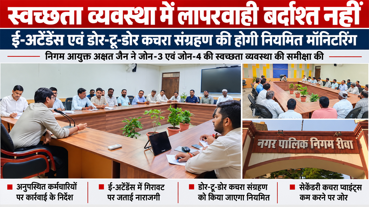 Rewa Municipal Corporation News: स्वच्छता व्यवस्था में लापरवाही बर्दाश्त नहीं, ई-अटेंडेंस की होगी नियमित मॉनिटरिंग: निगम आयुक्त