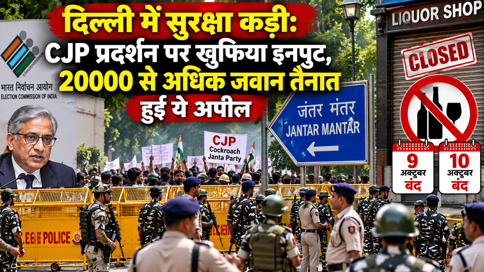 दिल्ली में हाई अलर्ट: CJP Protest पर 20 हजार जवान तैनात