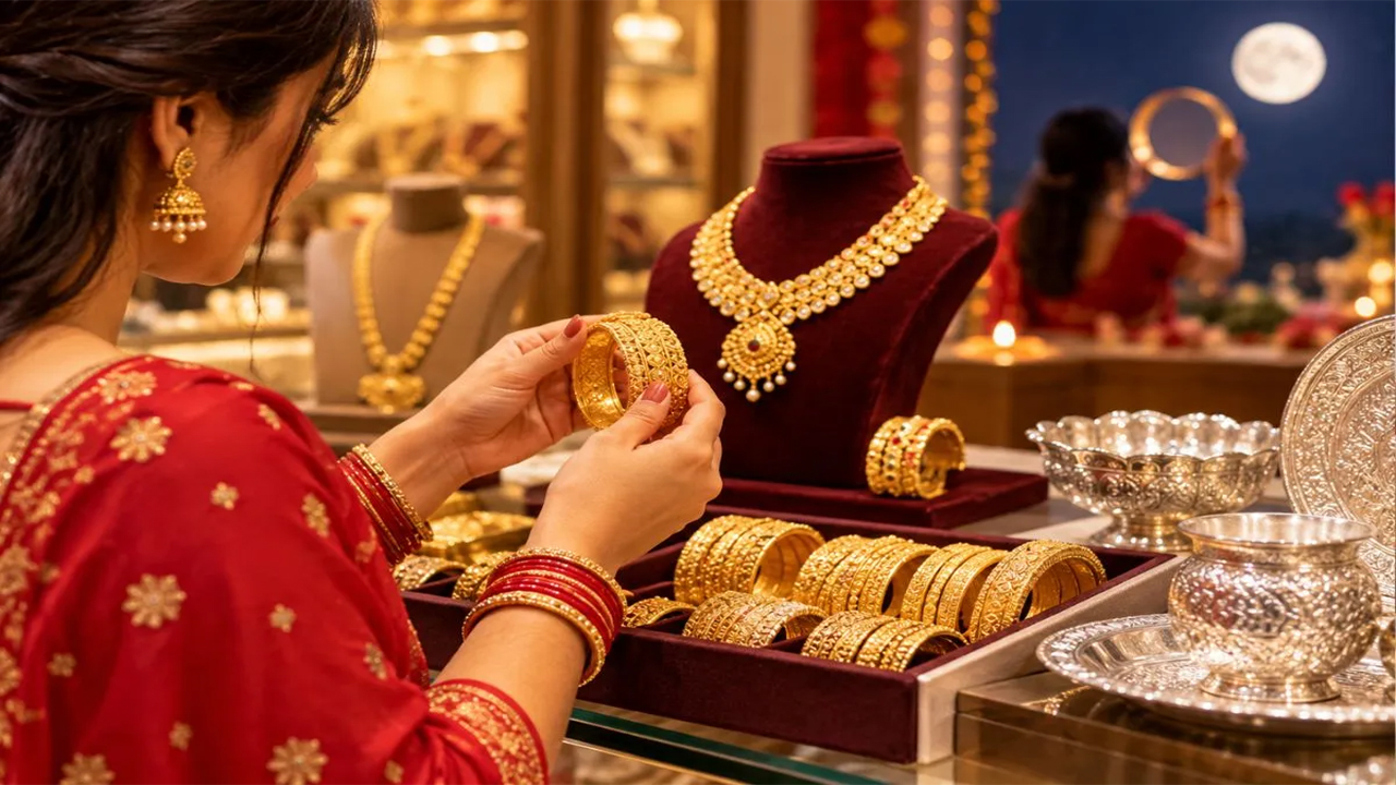 Gold Silver Price Today: करवा चौथ पर सोना महंगा, चांदी में गिरावट; जानिए 24, 22 और 18 कैरेट के ताजा भाव